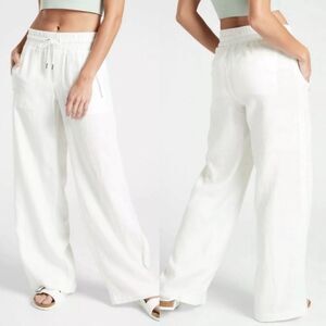 Athleta cabo linen wide leg pants white 10